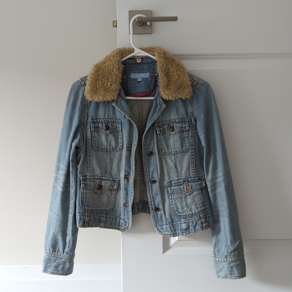 Fall Jean Jacket with faux fur collar